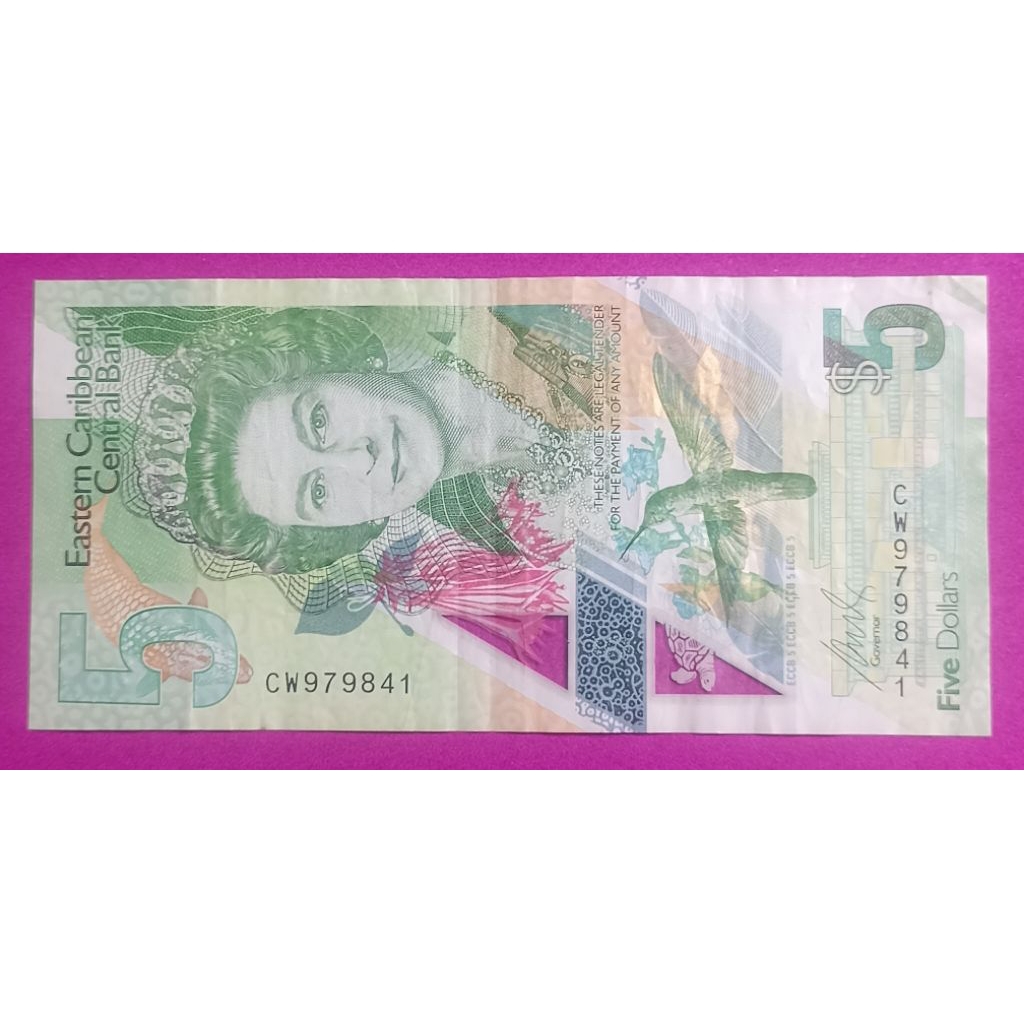UANG POLYMER EASTERN CARIBBEAN 5 DOLLARS