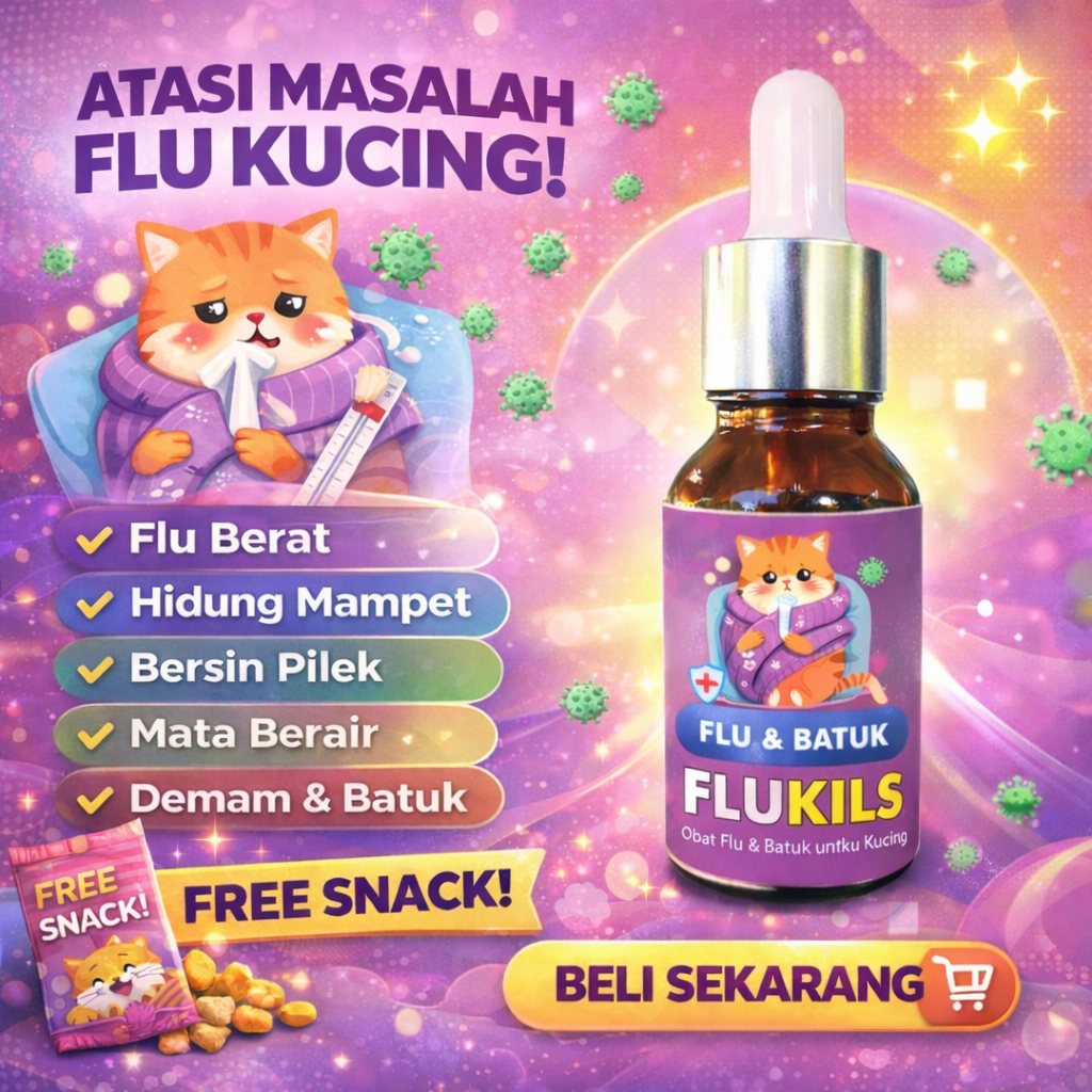 Obat Flu Kucing Paling Ampuh Atasi Pilek Berat Batuk Bersin Ingusan & Demam