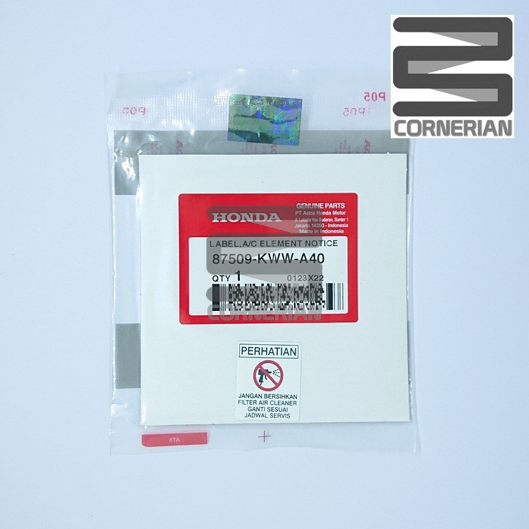 [ 75 CORNER ] Label A/C Element Notice Stiker Saringan Udara Motor Honda Original Asli AHM Astra