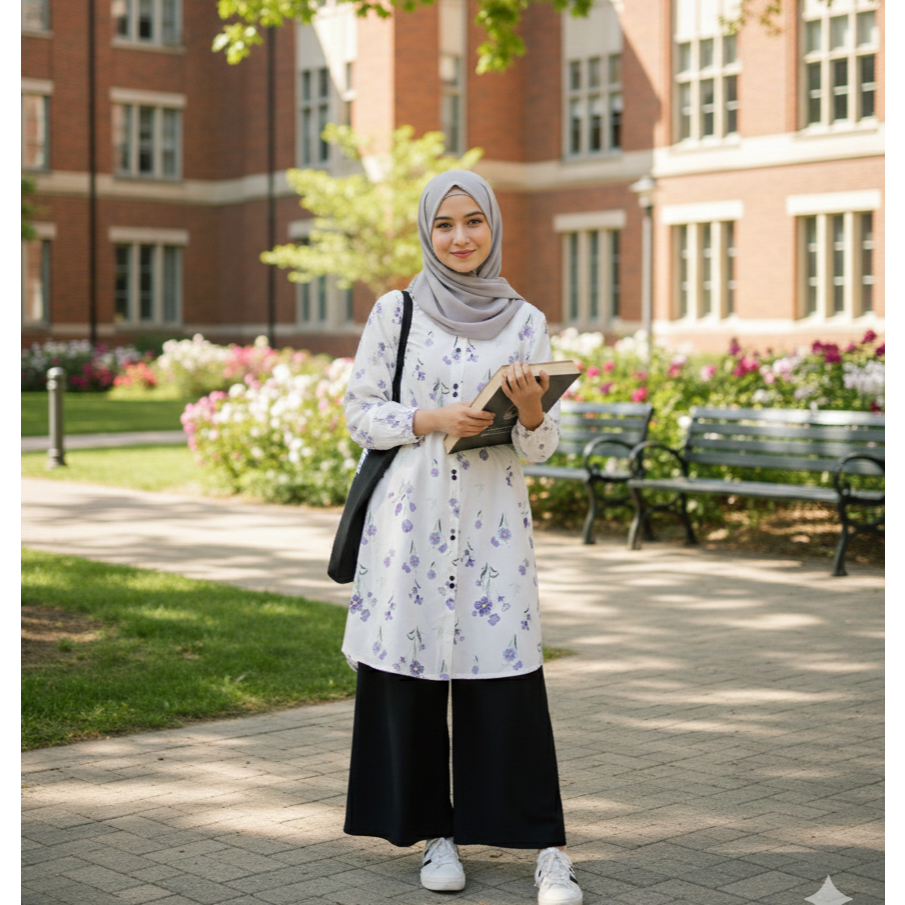 REAL PICT tunik katun motif bunga terbaru flower basic super jumbo LD 105 115 120 130 140