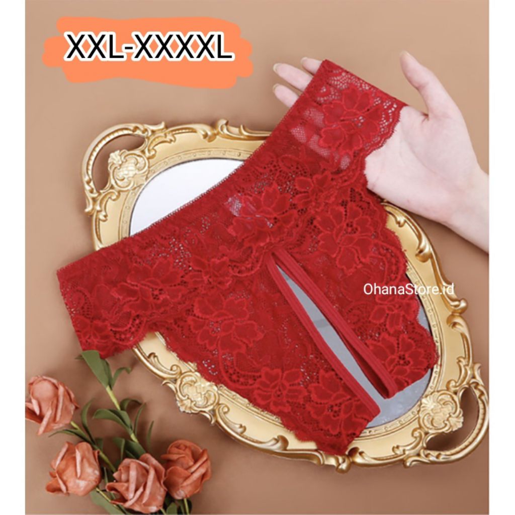 OhanaStore.id G String Wanita Sexy Lp 70-130cm Open Crotch Lubang Tengah - G String Jumbo - G String
