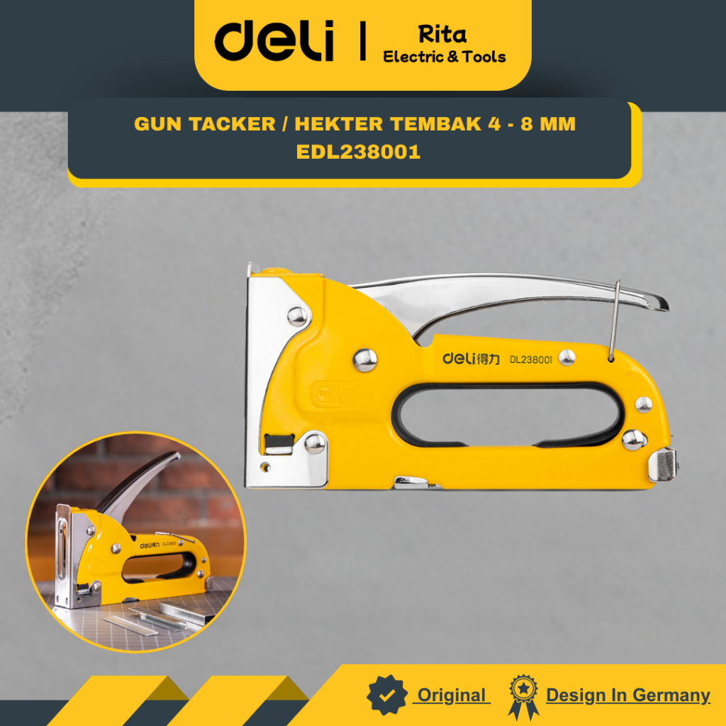 Deli Tools Staples Gun Tacker / Guntacker / Stapler Tembak Hekter EDL238001