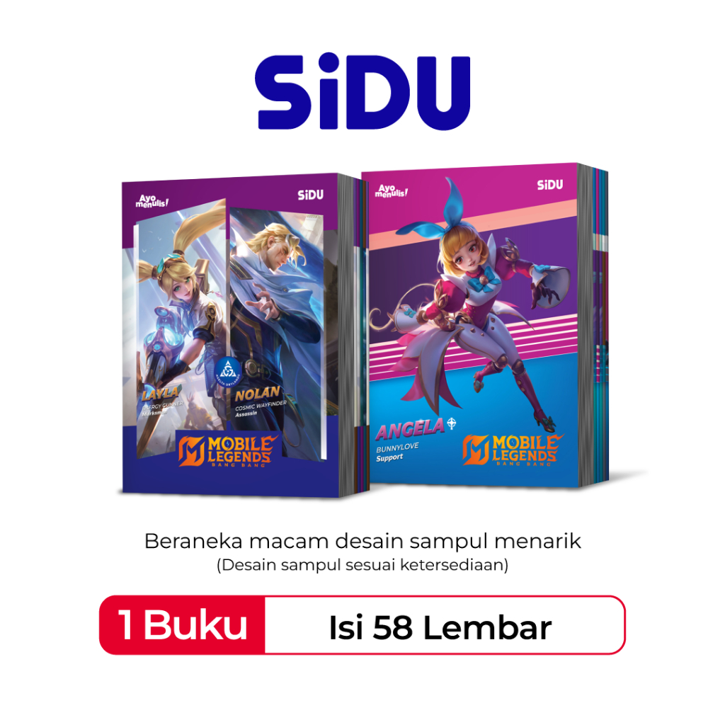 (1 Pak Isi 10 Buku) BUKU TULIS SIDU 58 MOBILE LEGEND KARAKTER MOBILE LEGEND