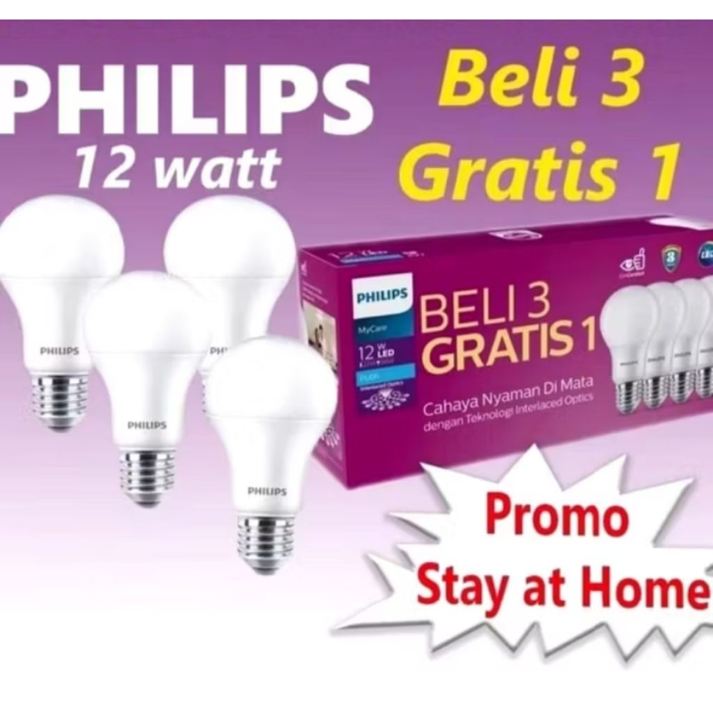 4 PCS Lampu PHILIPS Led 12 Watt Multipack
