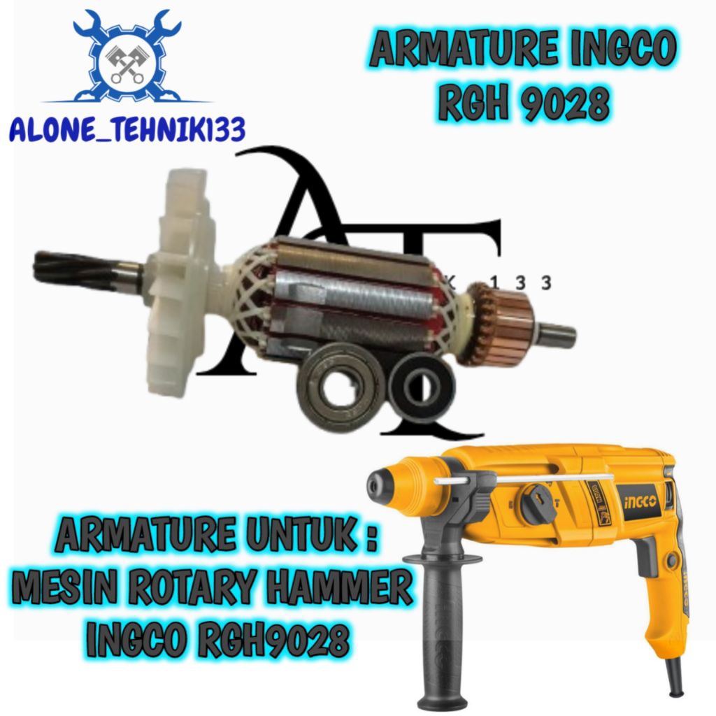 ARMATURE ANGKER MESIN ROTARY HAMMER INGCO RHG 9028 ANGKER MESIN ROTARY HAMMER INGCO RHG9028 ROTOR UN
