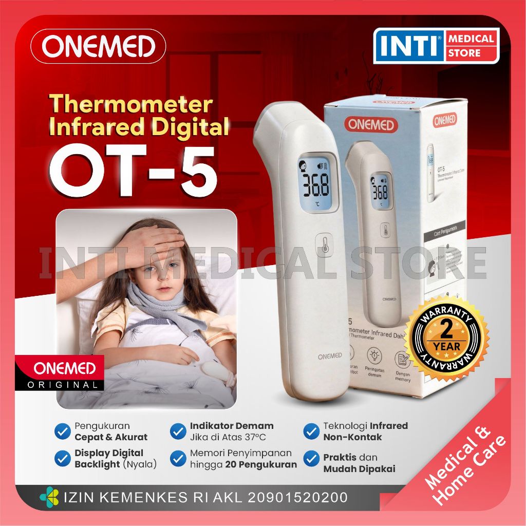 Onemed | Thermometer Head 3 in 1 Sensor OT-5 | Termometer Infrared