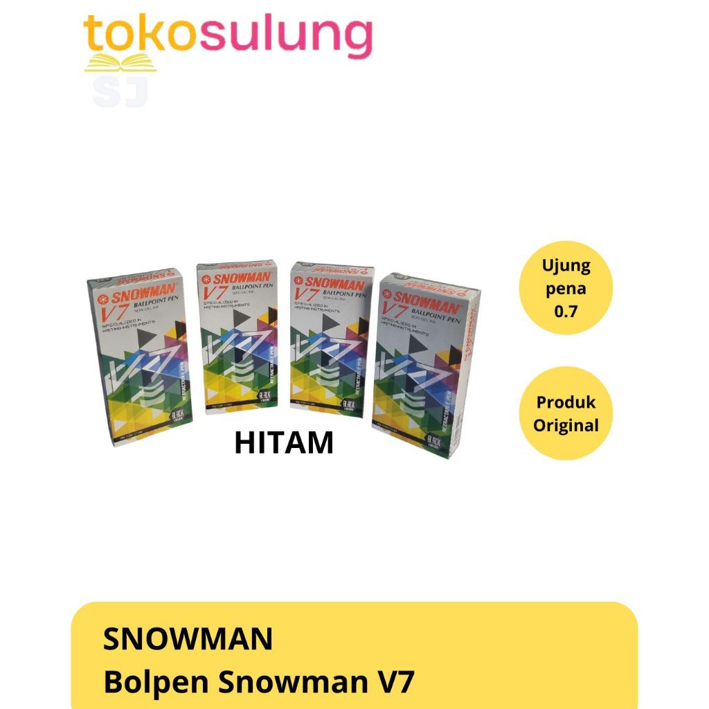 ALAT TULIS SEKOLAH DAN KANTOR | BOLPOIN SNOWMAN V7 MERAH | BOLPOIN SNOWMAN V7 HITAM | BOLPOIN 0.7 SN