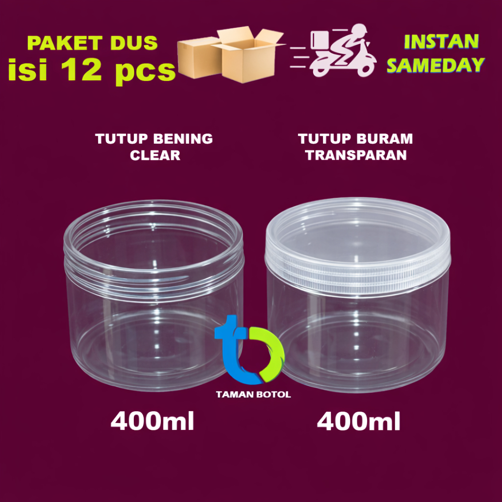 PAKET KARDUS Toples Kue Kering Jar Silinder Tabung 400ml isi 12 pcs