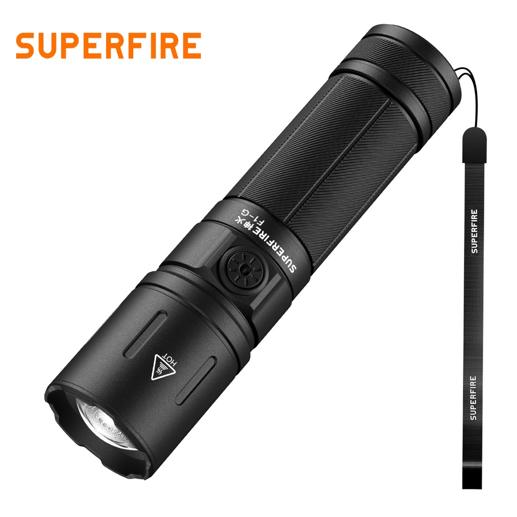 SUPERFIRE F1-G Senter LED 15W USB C Isi Ulang 1100 Lumen Lampu Kemah Cahaya Putih Hangat Senter Zoom