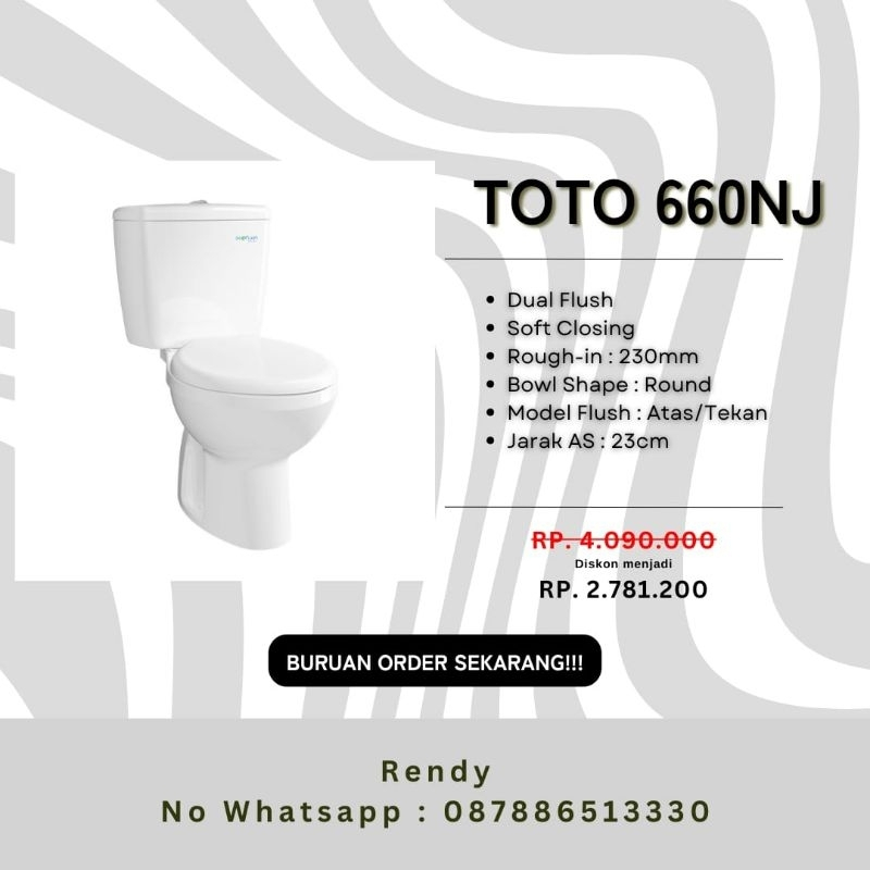 CLOSET DUDUK TOTO CW 660NJ / TOTO WC DUDUK