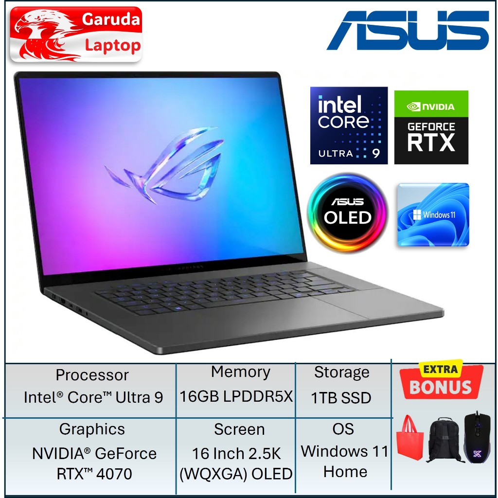 Laptop Gaming Nvidia RTX 4070 Asus ROG Zephyrus G16 Intel Core Ultra 9 185H 16 Inch OLED 240Hz