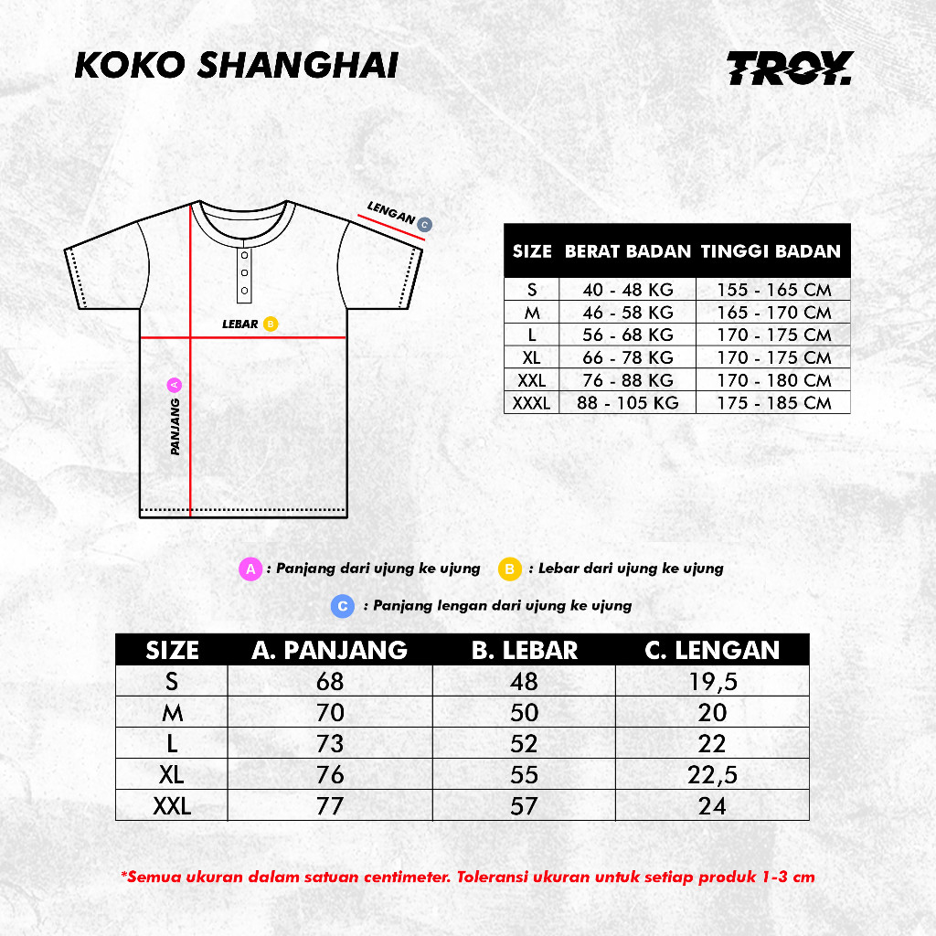 Troy Company Baju Koko Pria Putih Lengan Pendek Kerah Shanghai Pathway KKD 3022