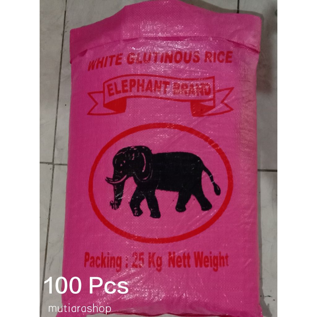 Karung Beras KETAN GAJAH 25KG isi 100Pcs | Karung Elephant Brand