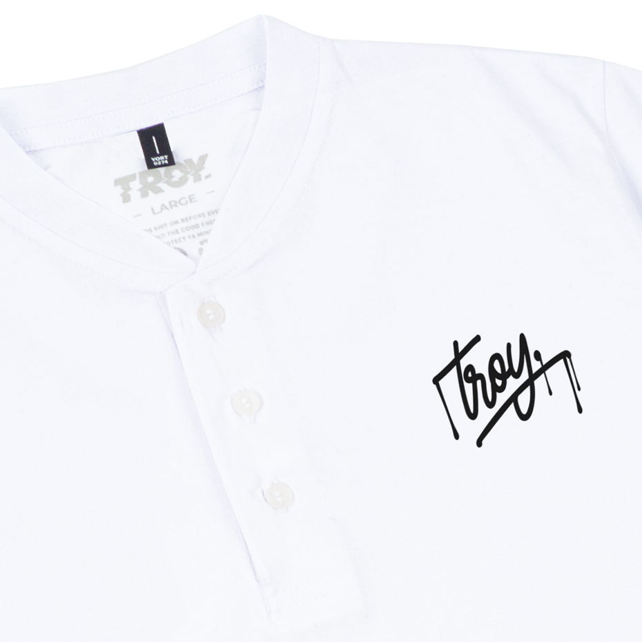 Troy Company Baju Koko Pria Putih Lengan Pendek Kerah Shanghai Assinatura KKD 2478