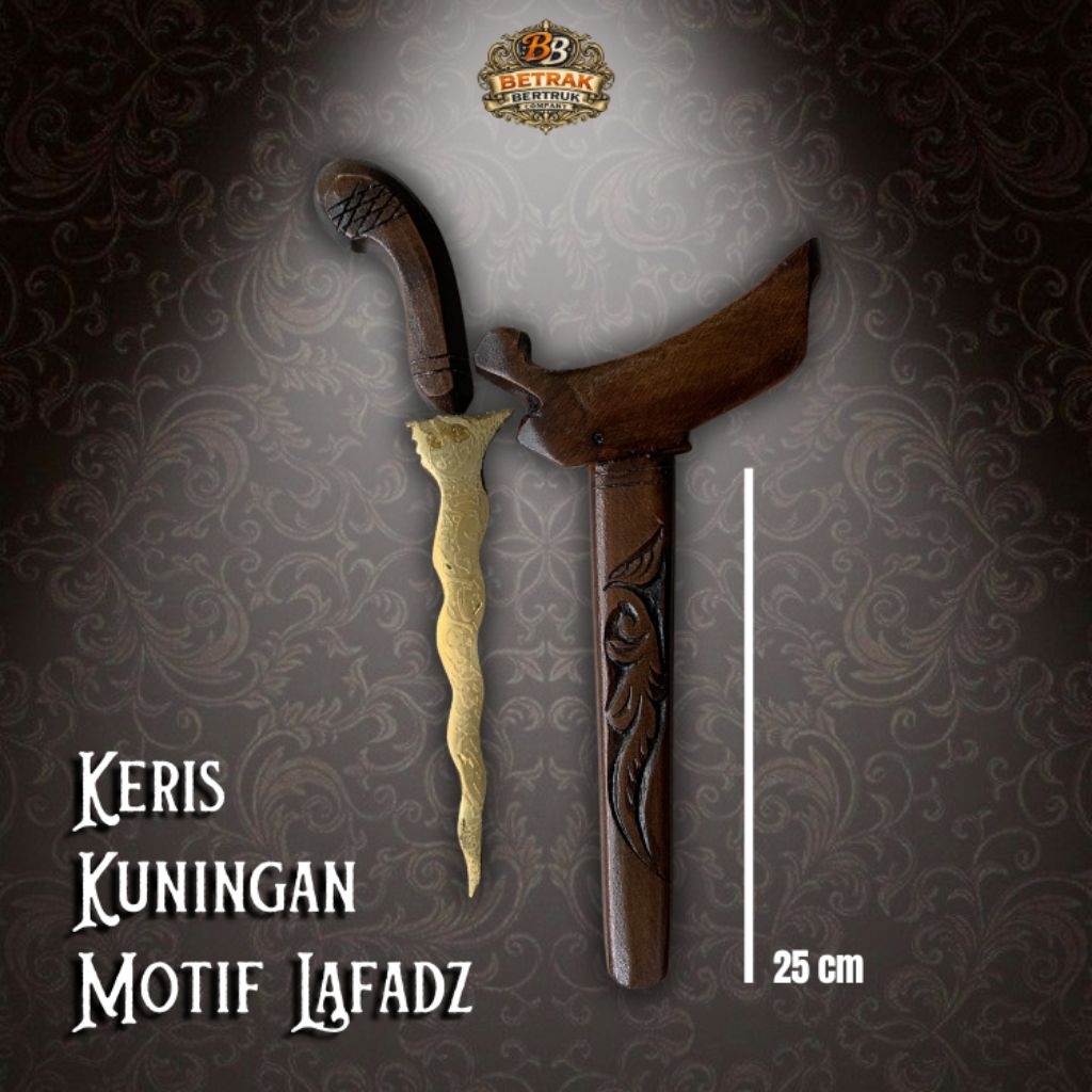 Keris Kuningan Lafadz Asli Ciwidey – Premium Pajangan 25 cm