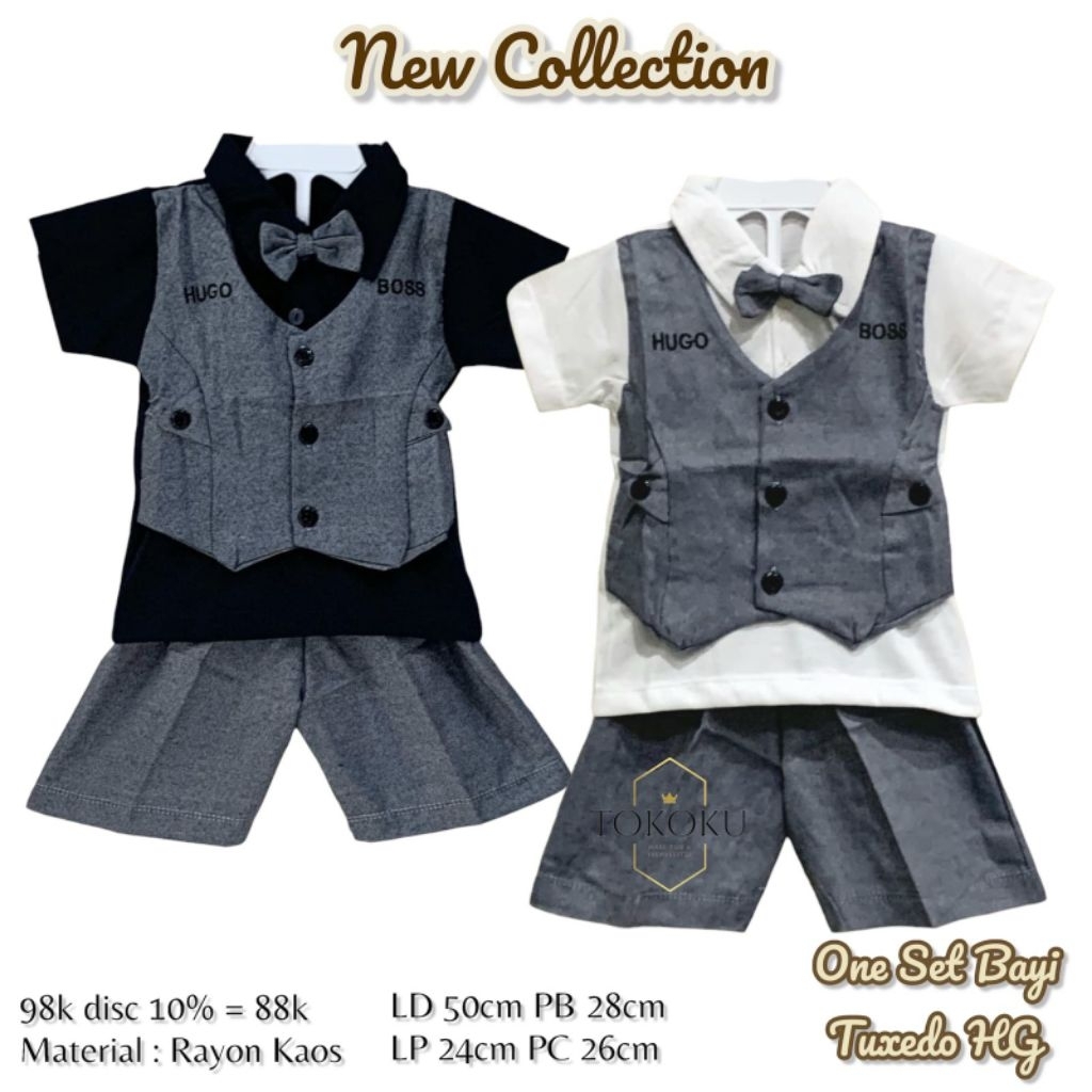 TOKOKU One Set Anak Laki - laki Tuxedo Polos Rayon Kaos Twill Premium