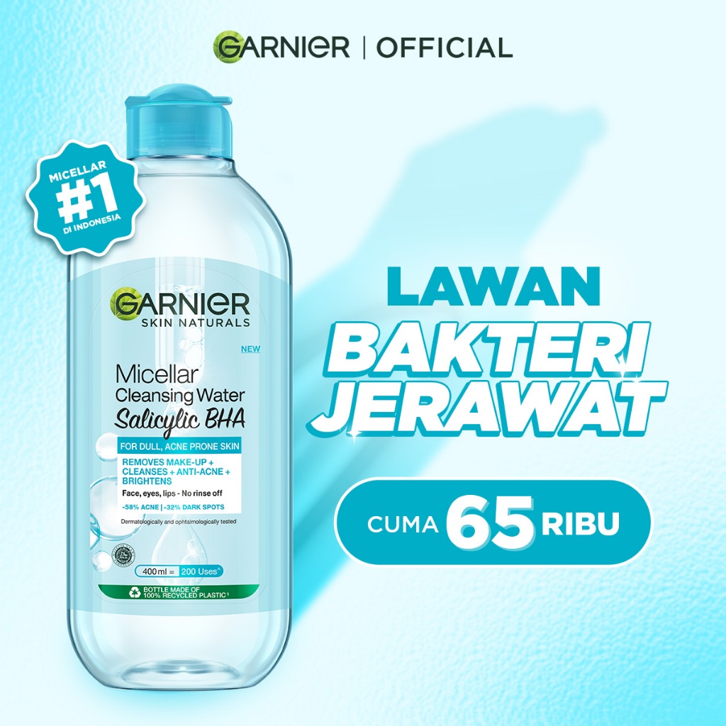 GARNIER Micellar Water Blue Salicylic Acid 400ml Skincare Cleansing - Skincare Pembersih Wajah & Mak