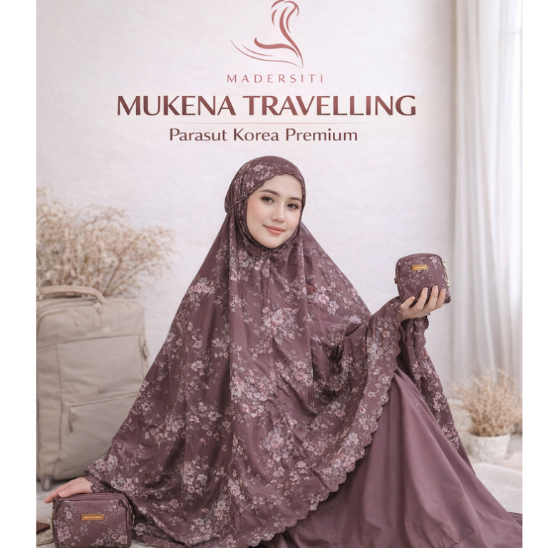 Madersiti, Mukena Travelling Motif Parasut Korea / Mukena Parasut Travel Packing Kecil / Mukena Trav