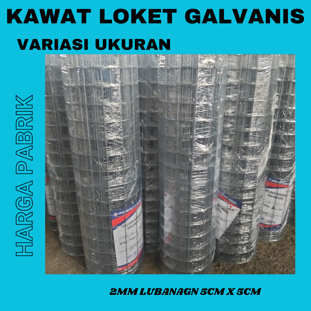 kawat ram wiremesh galvanis lubangan 5 cm x 5 cm dengan varian ukuran