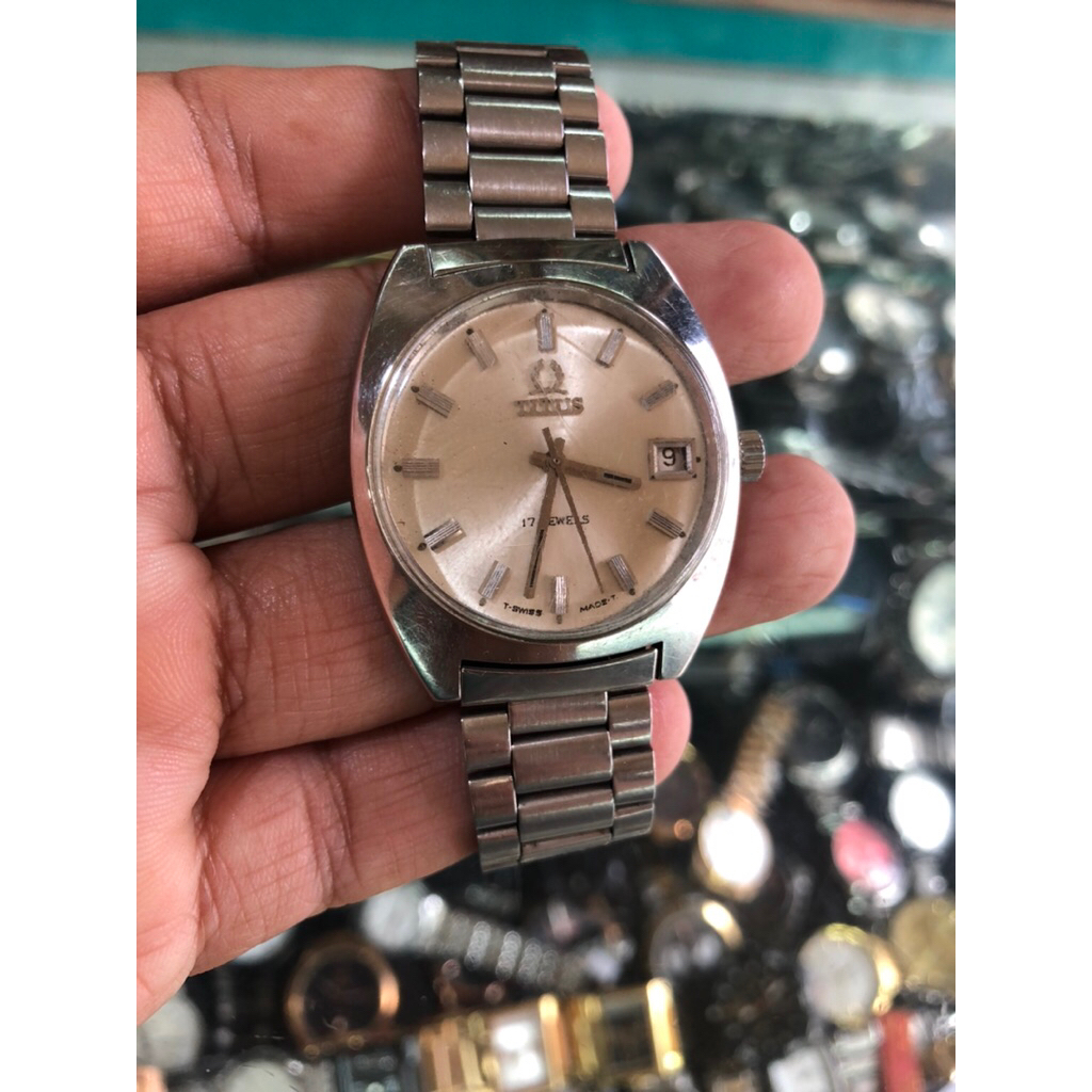 jam tangan pria Titus automatic vintage kondisi baik normal siap pakai fungsi aktiv normal semua