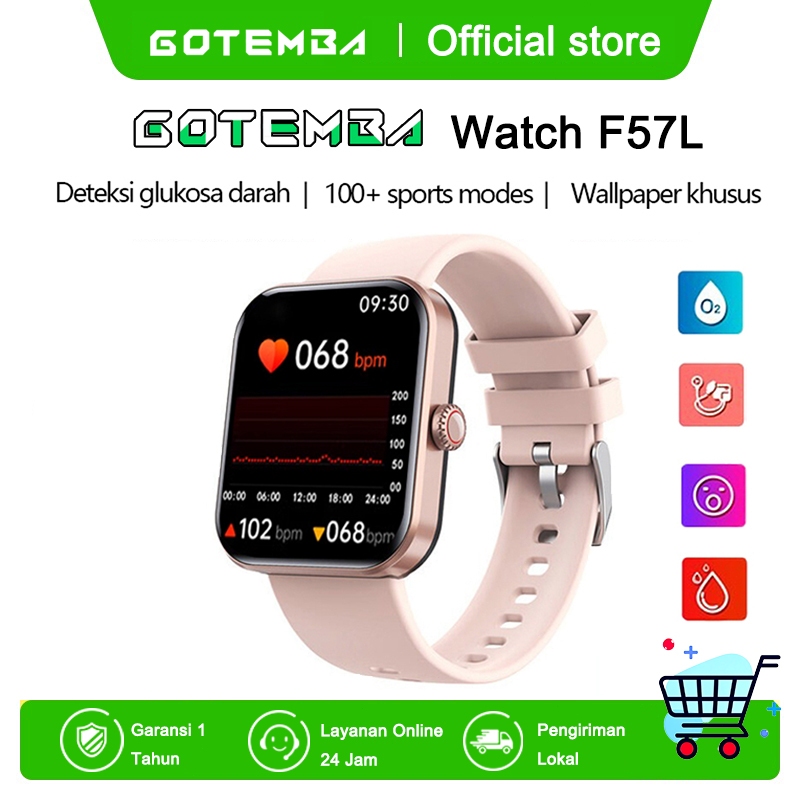 [100%Ori]GOTEMBA Smartwatch F57L 1.91HD inci Music playback 50+ mode olahraga Screen Deteksi glukosa