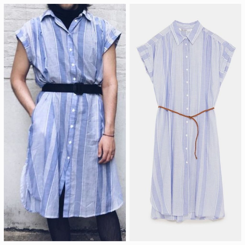 ZARA stripe sheer shirt dress