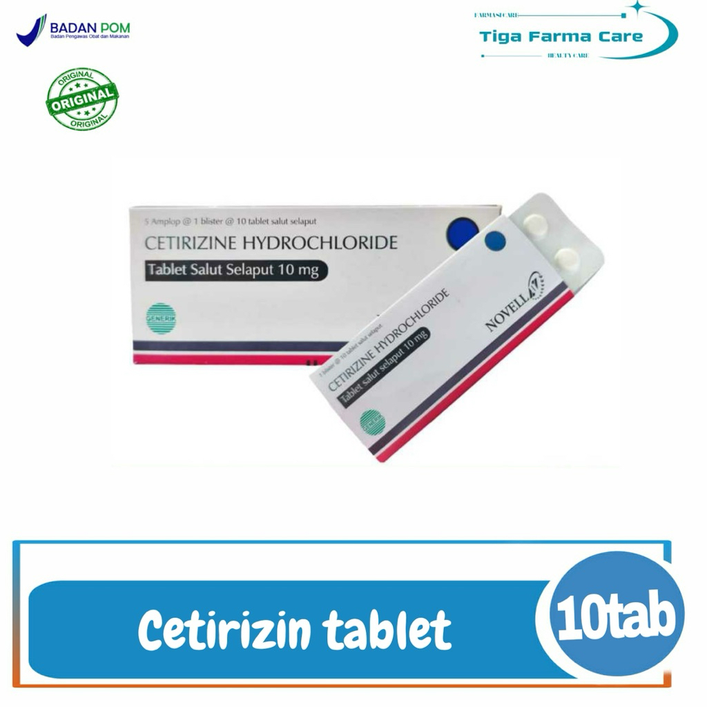 Cetirizine Tablet 10mg_ Box 50 tab ( Generik Novel )