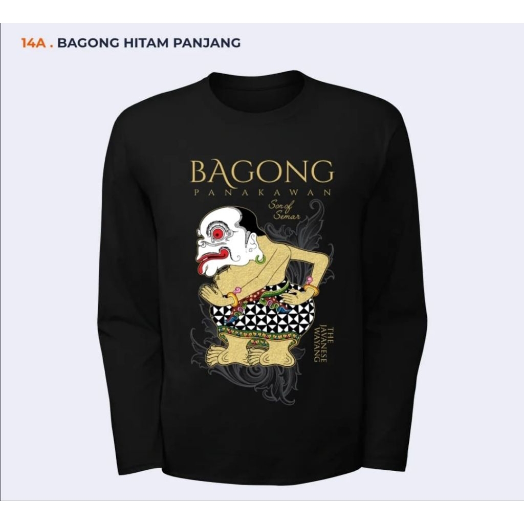 KAOS BAGONG PANAKAWAN THE JAVENESE WAYANG LENGAN PANJANG MOTIF WAYANG KULIT GAMBAR DEPAN