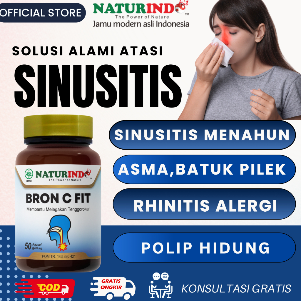 Bron C Fit Obat Radang Tenggorokan/ Sinusitis Batuk Menahun/ Herbal Naturindo