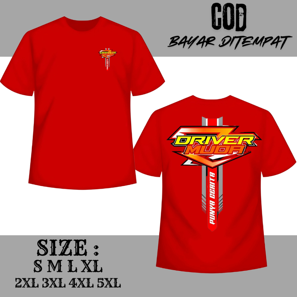 Promooo  Kaos Driver muda warna merah bahan cotton 24s