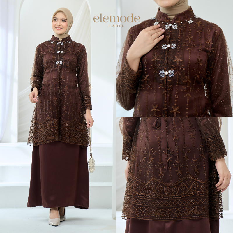 Aruna Outer Tunik Wanita Cardigan Rompi Brokat Lebaran Kondangan Wisuda Mewah