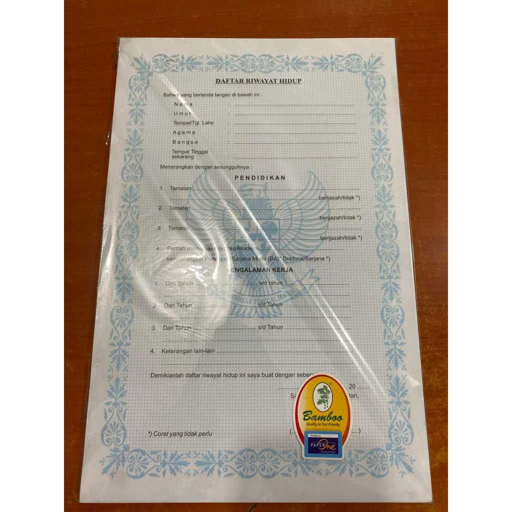 (100lembar) Surat Lamaran Kerja 100 Lembar Kualitas Tinggi / Daftar Riwayat Hidup