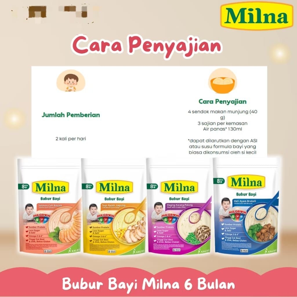 Milna Bubur Bayi 8 Bulan Milna Bubur MPASI bayi Bubur Bayi Milna GLUTEN FREE Tanpa Pengawet