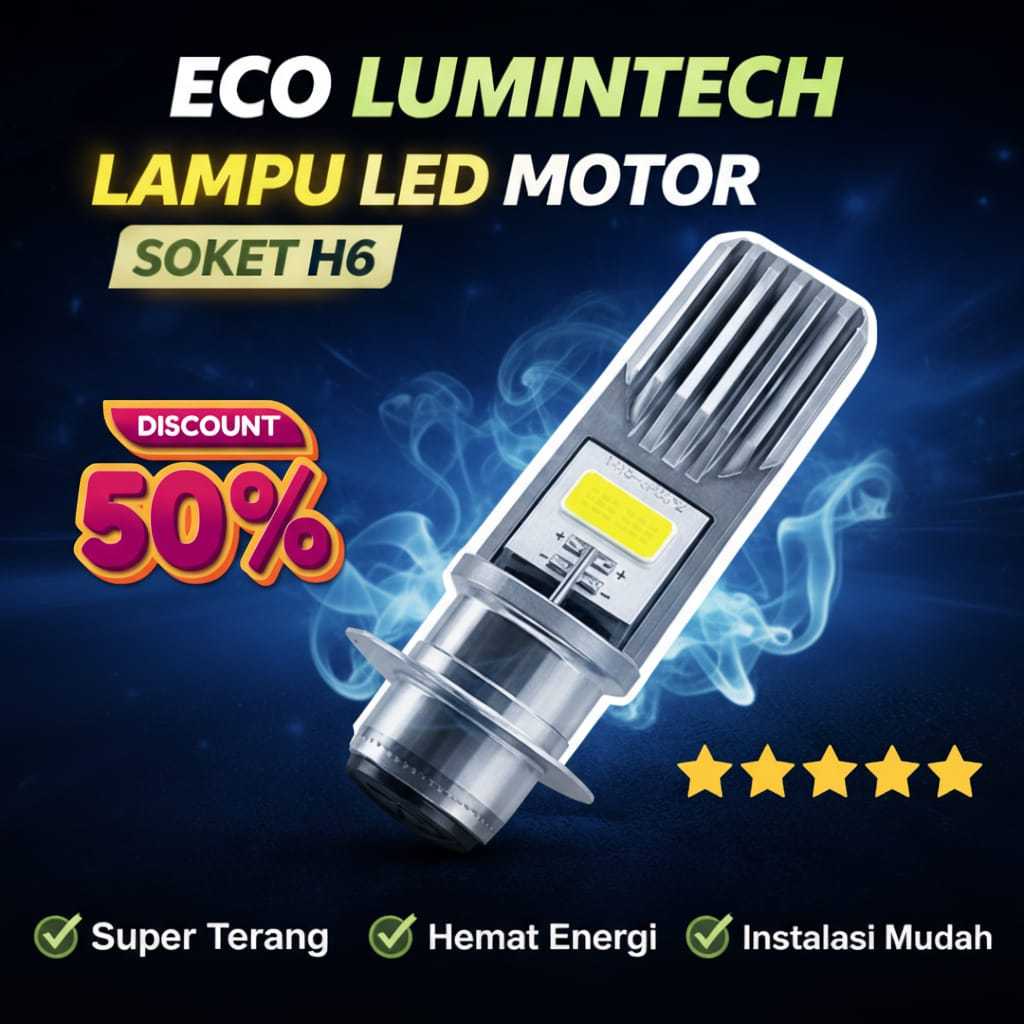 Lampu LED Motor H6 ECO - Putih Terang Fokus Jalan - Motor Soket H6 - ECO LUMINTECH