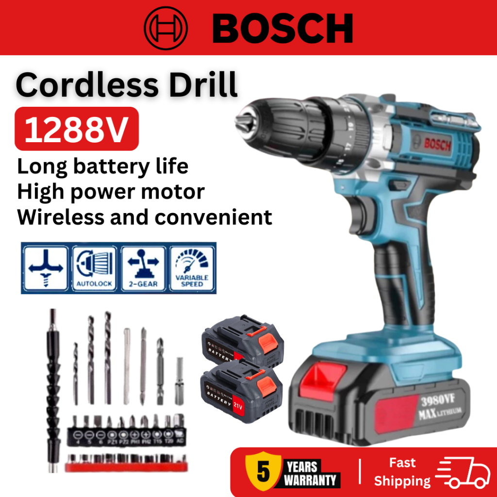 Bosch 1288V Mesin Bor Listrik Bor 10mm cas Baterai Cordless Cas Tangan Murah Berkualitas Bor Tanpa K