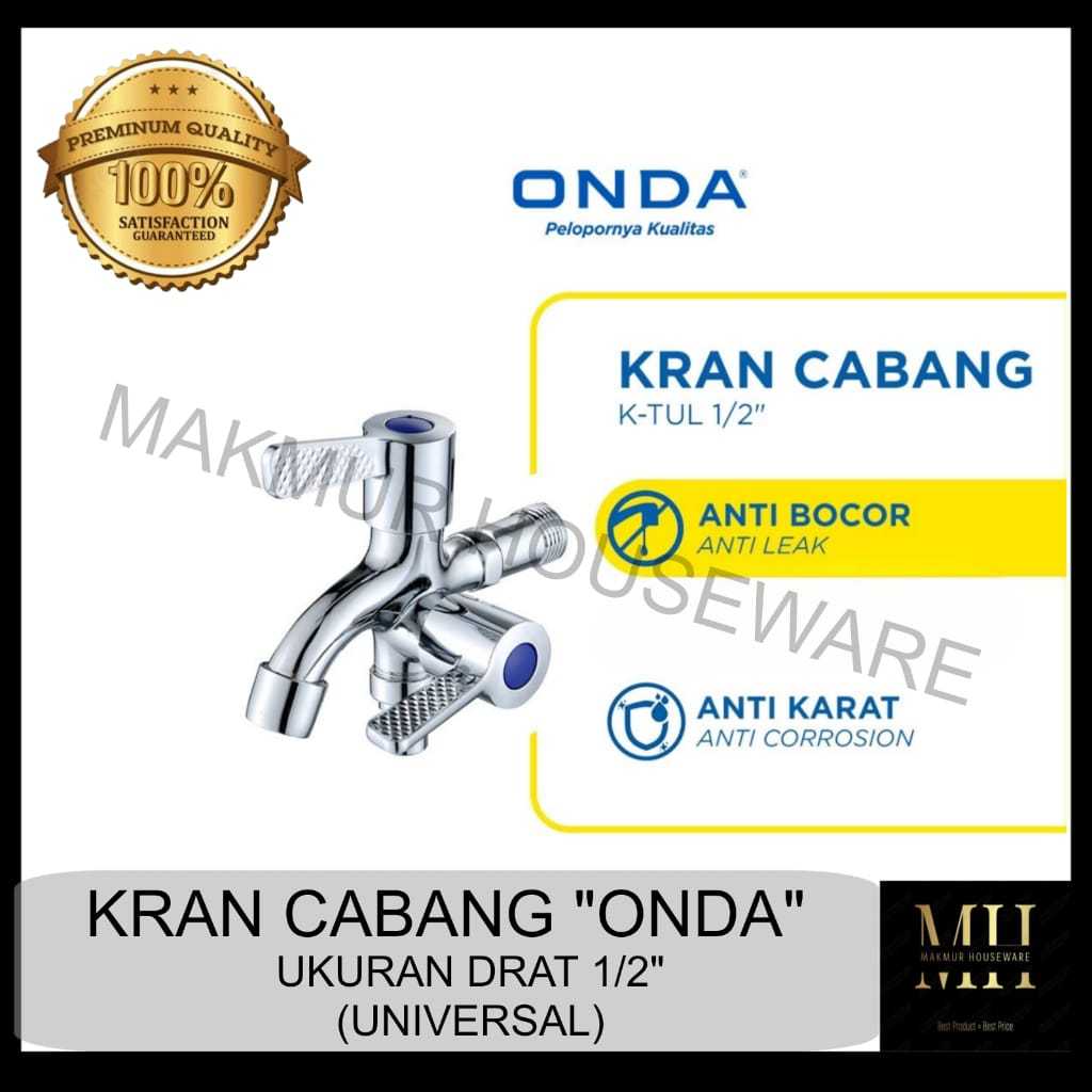 KRAN CABANG ONDA 1/2 - KRAN AIR DOUBLE CABANG SHOWER ONDA - KRAN CABANG MESIN CUCI MERK ONDA