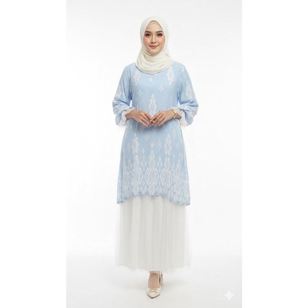 Eprise Yasmine Gamis Dress BLUE FP755C | Gamis Muslim Wanita | Dress Lebaran