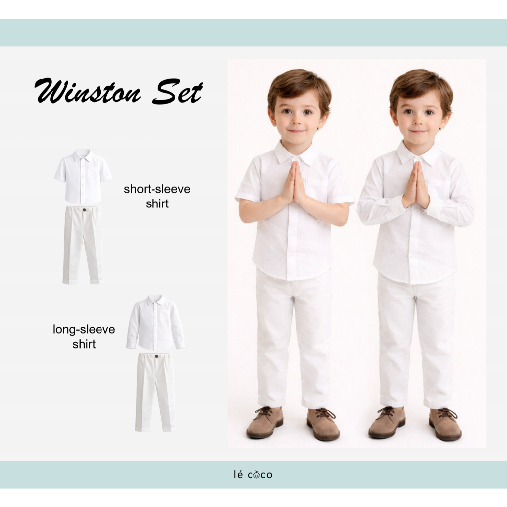 Lecoco Winston Set - Baju Set Putih Anak Laki-laki - Setelan Pesta Party Graduation Wisuda Birthday 