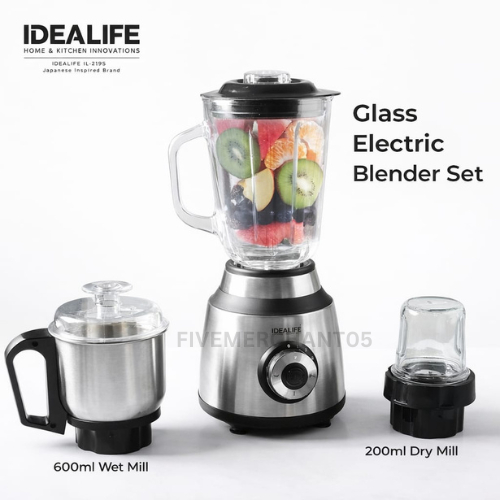 Blender + CHOPPER Idealife IL 220 A Pelumat Idealife Kaca Gelas Blender Juicer Idealife Food Process