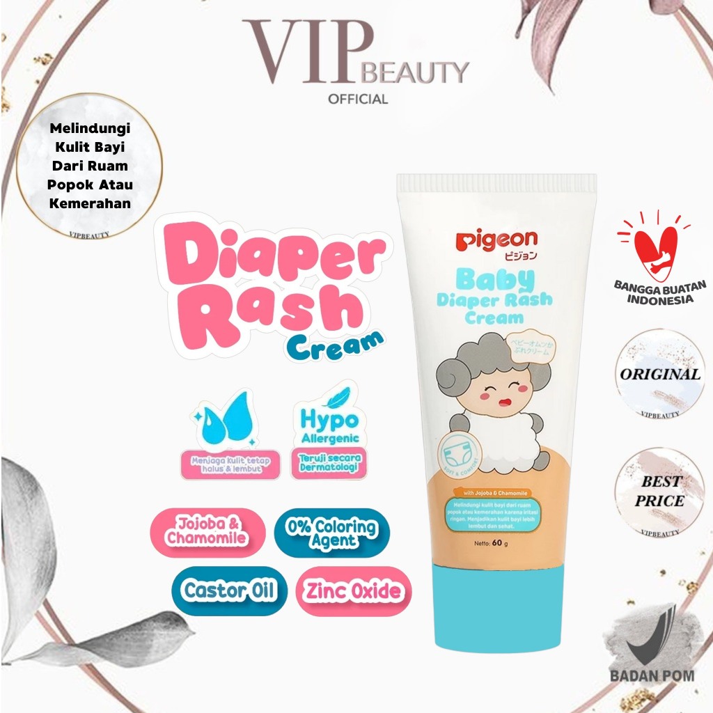 PIGEON Baby Cream 60Gr Diaper Rash Cream | Cream Bayi Ruam Popok | Salep Bayi Ruam Popok | Cegah Rua