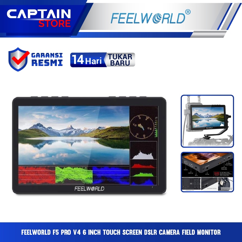 Feelworld F5 Pro V4 6 Inch Touch Screen DSLR Camera Field Monitor - FEELWORLD F5 PRO V4 6 INCH