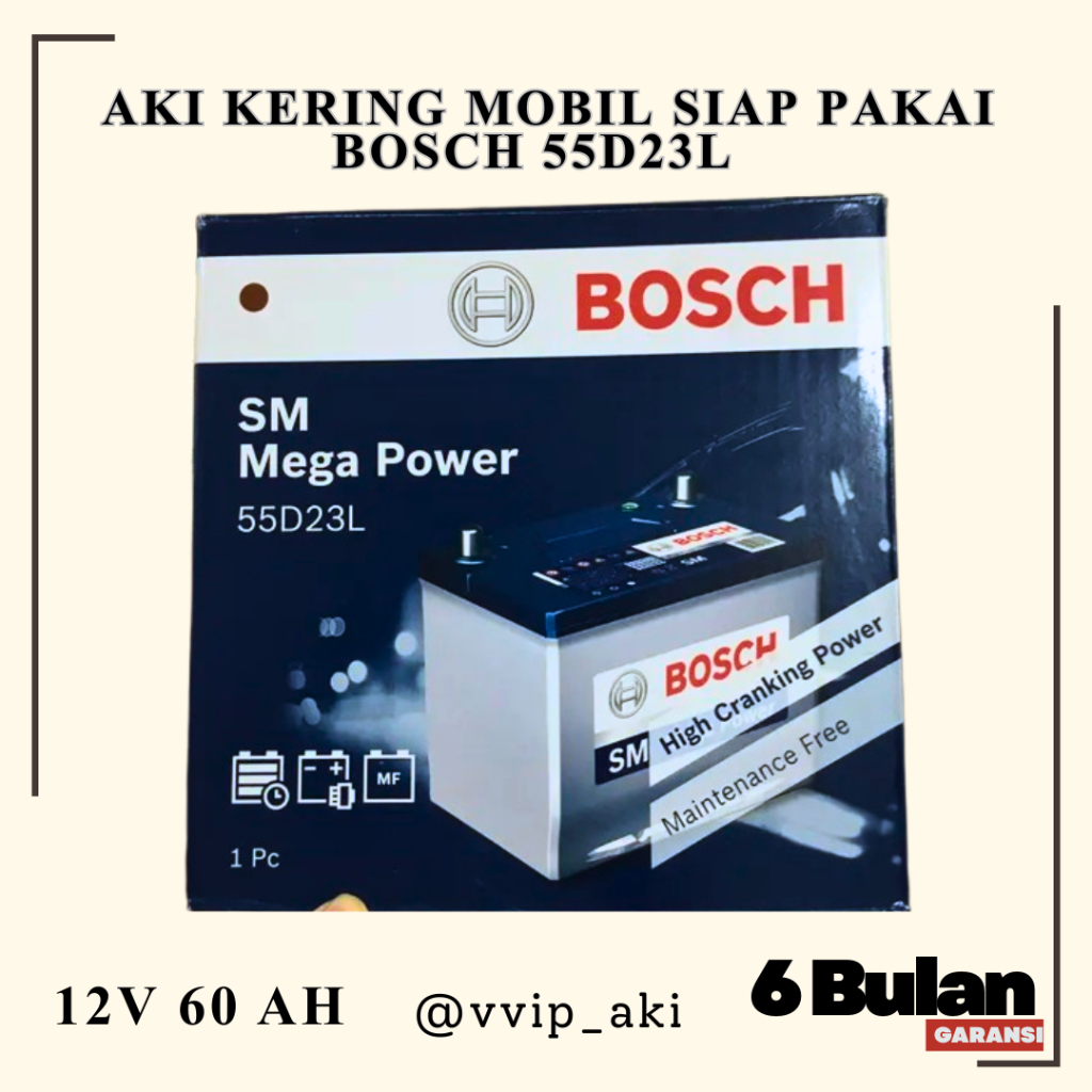 Aki mobil Toyota Kijang Innova Bensin 55D23L Bosch aki kering