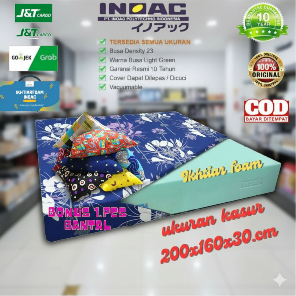 Inoac Kasur Busa No 2 Tebal 30 cm 200x160x30 cm Garansi 10 Tahun Anti Kempes Kasur inoac asli