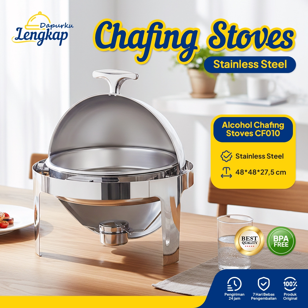 Dapurku Lengkap - RollTop Bulat Prasmanan Chaving Dish Bulat stainless Tempat Menaruh Makanan Prasma