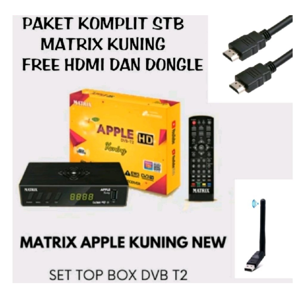 Paket Komplit STB Matrix Apple Kuning Langsung pakai
