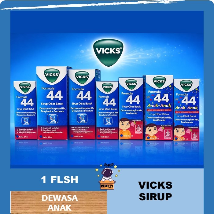 1 FLSH VICKS FORMULA 44 DEWASA/ANAK SYRUP OBAT BATUK PILEK ALL VARIAN 27ML 54ML 100ML