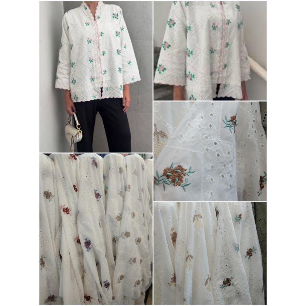 NEW ARRIVAL..KAIN KATUN BORDIR PUTIH BW MIX BORDIR WARNA