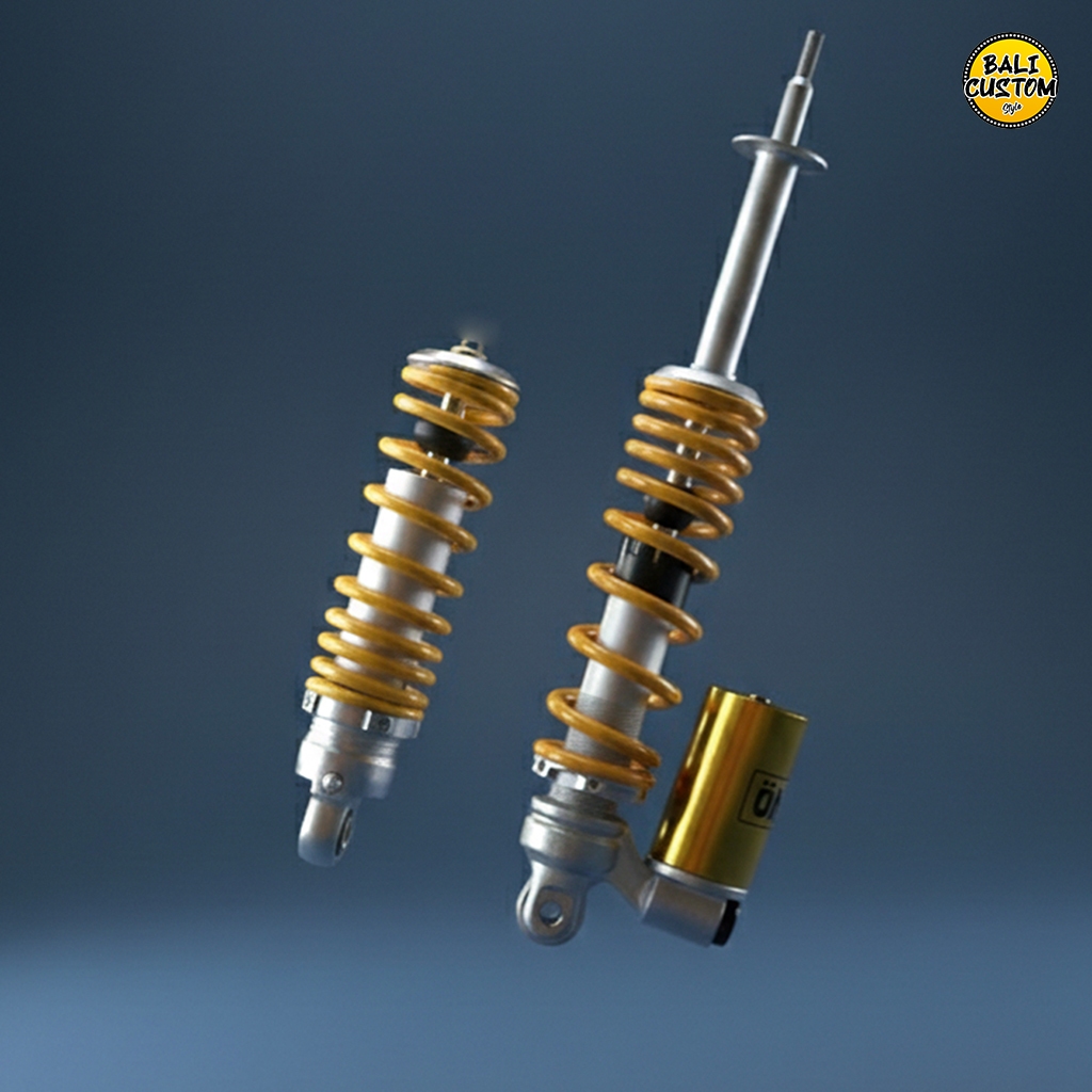Shock Copy Ohlins Premium Gold Depan Non Tabung & Belakang Tabung Nyatu Vespa Matic Sprint,Primavera