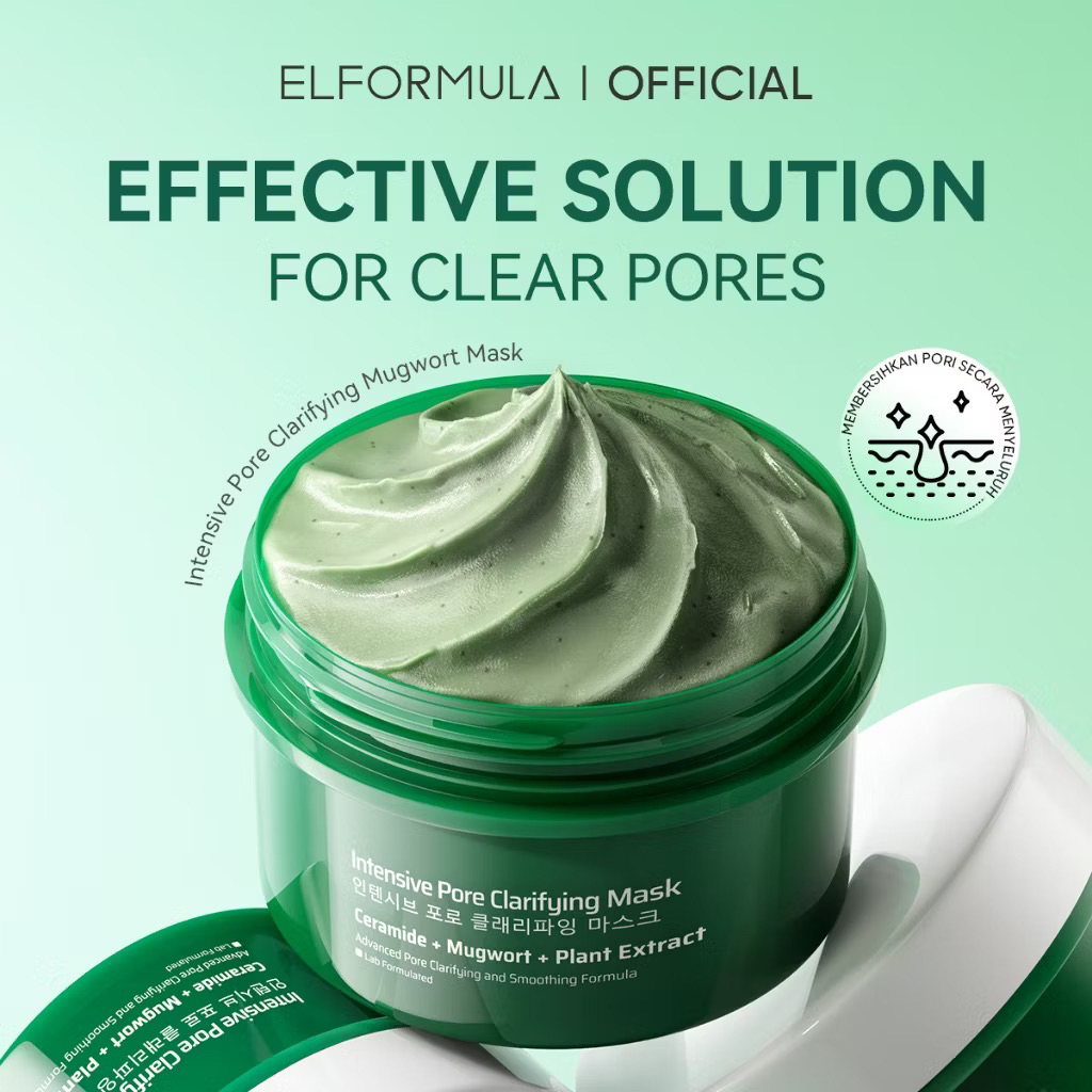 Ravelabeauty - Masker Wajah ELFORMULA Intensive Pore Clarifying Mugwort - Menyegarkan, Mencerahkan, 