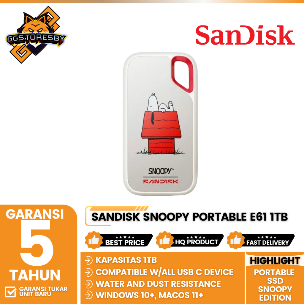 SANDISK Snoopy Portable E61 1TB 1050MB/s USB 3.2 - Portable SSD SANDISK Extreme 1TB E61 V2 - Snoopy 